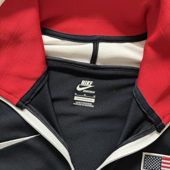 Nike Mens Size Medium Jacket Red Blue Full Zip Track USA Olympic Collared - Picture 5 of 8